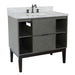 Bellaterra Home Paris Exposed 37" 1-Drawer Linen Gray Freestanding Vanity Set With Ceramic Undermount Rectangular Sink and White Carrara Marble Top - Luxe Vanity & Tub