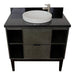 Bellaterra Home Paris Exposed 37" 1-Drawer Linen Gray Freestanding Vanity Set With Ceramic Vessel Sink and Black Galaxy Top - Luxe Vanity & Tub