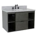 Bellaterra Home Paris Exposed 37" 1-Drawer Linen Gray Wall-Mount Vanity Set With Ceramic Undermount Oval Sink and Gray Granite Top - Luxe Vanity & Tub