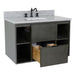 Bellaterra Home Paris Exposed 37" 1-Drawer Linen Gray Wall-Mount Vanity Set With Ceramic Undermount Rectangular Sink and Gray Granite Top - Luxe Vanity & Tub