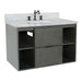 Bellaterra Home Paris Exposed 37" 1-Drawer Linen Gray Wall-Mount Vanity Set With Ceramic Undermount Rectangular Sink and White Carrara Marble Top - Luxe Vanity & Tub