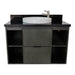 Bellaterra Home Paris Exposed 37" 1-Drawer Linen Gray Wall-Mount Vanity Set With Ceramic Vessel Sink and Black Galaxy Top - Luxe Vanity & Tub