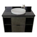 Bellaterra Home Paris Exposed 37" 1-Drawer Linen Gray Wall-Mount Vanity Set With Ceramic Vessel Sink and Black Galaxy Top - Luxe Vanity & Tub