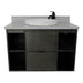 Bellaterra Home Paris Exposed 37" 1-Drawer Linen Gray Wall-Mount Vanity Set With Ceramic Vessel Sink and Gray Granite Top - Luxe Vanity & Tub