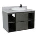 Bellaterra Home Paris Exposed 37" 1-Drawer Linen Gray Wall-Mount Vanity Set With Ceramic Vessel Sink and Gray Granite Top - Luxe Vanity & Tub