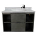 Bellaterra Home Paris Exposed 37" 1-Drawer Linen Gray Wall-Mount Vanity Set With Ceramic Vessel Sink and White Carrara Marble Top - Luxe Vanity & Tub