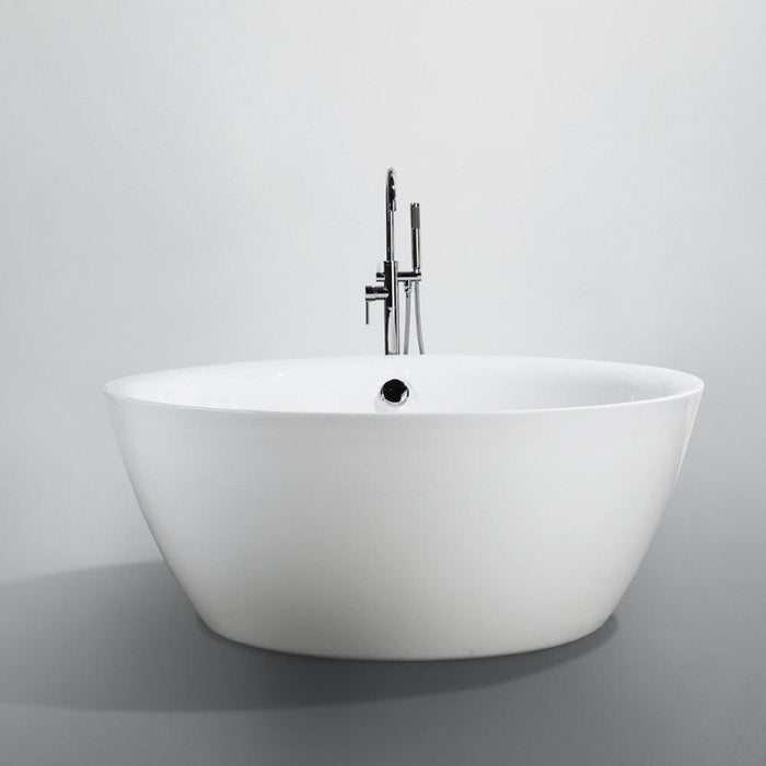 Bellaterra Home Pescara 59" x 24" Glossy White Round Acrylic Freestanding Soaking Bathtub - Luxe Vanity & Tub