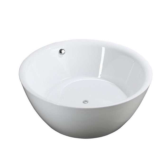 Bellaterra Home Pescara 59" x 24" Glossy White Round Acrylic Freestanding Soaking Bathtub - Luxe Vanity & Tub