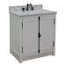 Bellaterra Home Plantation 31" 2-Door Glacier Ash Freestanding Vanity Set With Ceramic Undermount Oval Sink and White Carrara Marble Top - Luxe Vanity & Tub