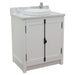 Bellaterra Home Plantation 31" 2-Door Glacier Ash Freestanding Vanity Set With Ceramic Vessel Sink and White Carrara Marble Top - Luxe Vanity & Tub