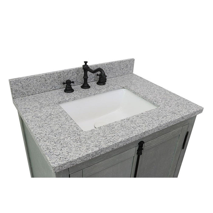 Bellaterra Home Plantation 31" 2-Door Gray Ash Freestanding Vanity Set With Ceramic Undermount Rectangular Sink and Gray Granite Top - Luxe Vanity & Tub