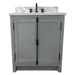 Bellaterra Home Plantation 31" 2-Door Gray Ash Freestanding Vanity Set With Ceramic Undermount Rectangular Sink and White Carrara Marble Top - Luxe Vanity & Tub