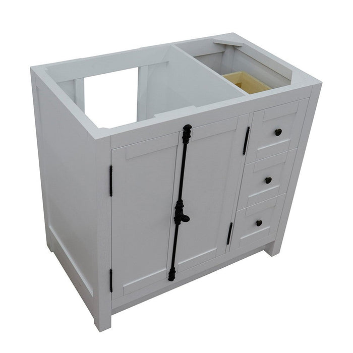 Bellaterra Home Plantation 36" 2-Door 3-Drawer Glacier Ash Freestanding Vanity Base With Left Offset - Luxe Vanity & Tub