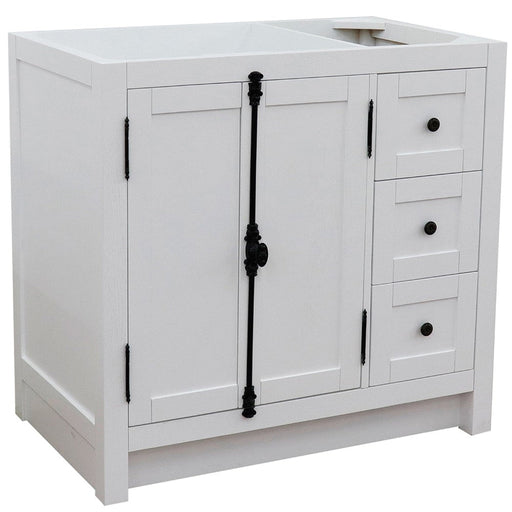 Bellaterra Home Plantation 36" 2-Door 3-Drawer Glacier Ash Freestanding Vanity Base With Left Offset