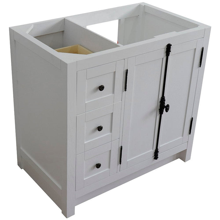 Bellaterra Home Plantation 36" 2-Door 3-Drawer Glacier Ash Freestanding Vanity Base With Right Offset - Luxe Vanity & Tub