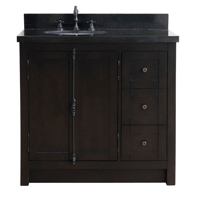 Bellaterra Home Plantation 37" 2-Door 3-Drawer Brown Ash Freestanding Vanity Set - Luxe Vanity & Tub