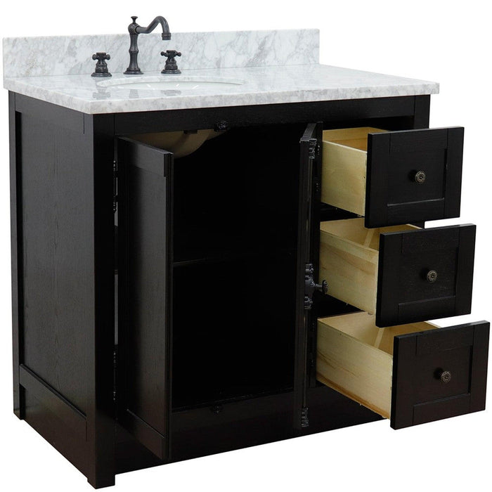 Bellaterra Home Plantation 37" 2-Door 3-Drawer Brown Ash Freestanding Vanity Set - Luxe Vanity & Tub