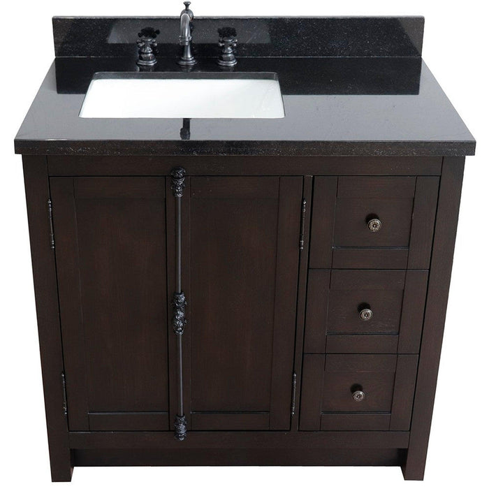 Bellaterra Home Plantation 37" 2-Door 3-Drawer Brown Ash Freestanding Vanity Set - Luxe Vanity & Tub