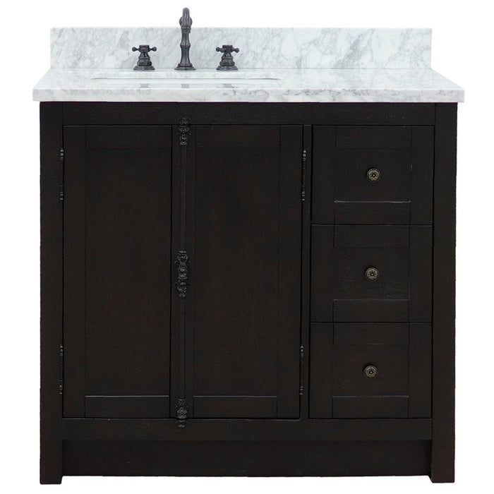 Bellaterra Home Plantation 37" 2-Door 3-Drawer Brown Ash Freestanding Vanity Set - Luxe Vanity & Tub