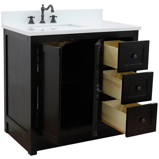 Bellaterra Home Plantation 37" 2-Door 3-Drawer Brown Ash Freestanding Vanity Set - Luxe Vanity & Tub