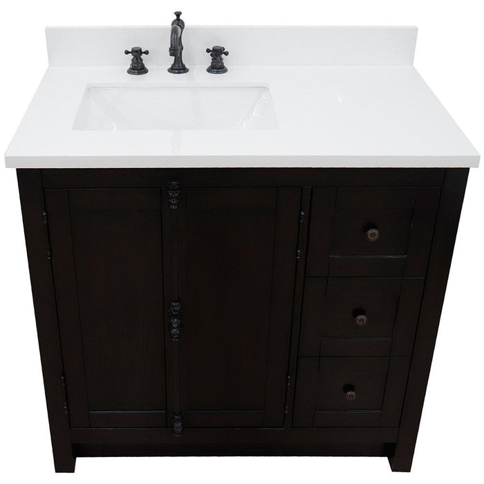 Bellaterra Home Plantation 37" 2-Door 3-Drawer Brown Ash Freestanding Vanity Set - Luxe Vanity & Tub