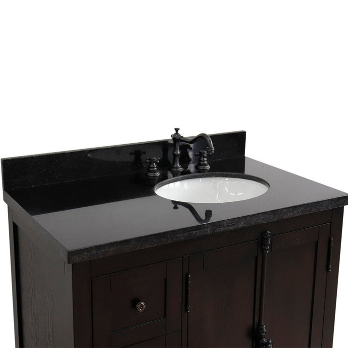 Bellaterra Home Plantation 37" 2-Door 3-Drawer Brown Ash Freestanding Vanity Set - Luxe Vanity & Tub