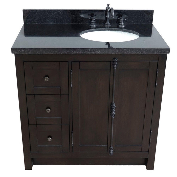 Bellaterra Home Plantation 37" 2-Door 3-Drawer Brown Ash Freestanding Vanity Set - Luxe Vanity & Tub