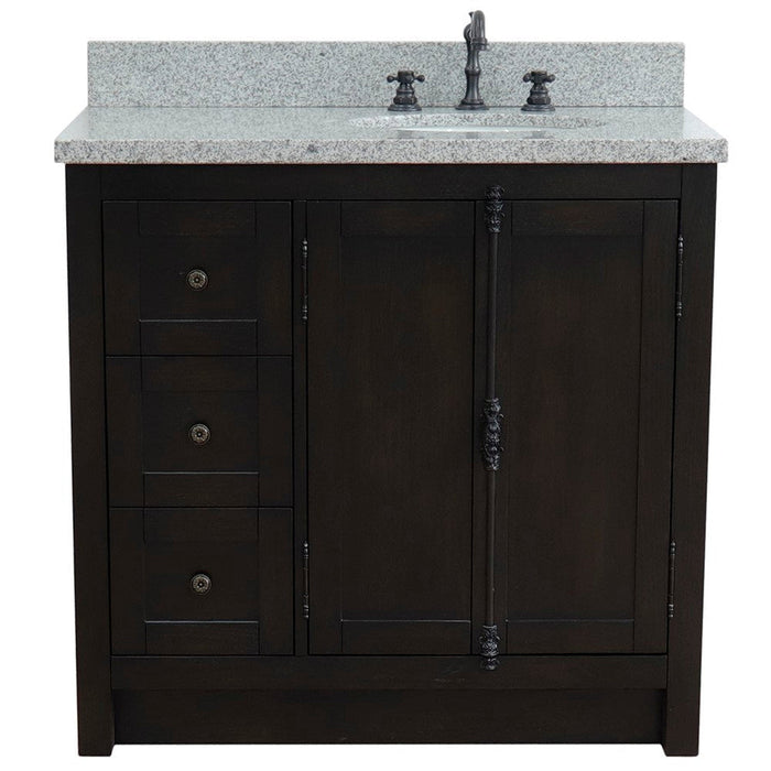 Bellaterra Home Plantation 37" 2-Door 3-Drawer Brown Ash Freestanding Vanity Set - Luxe Vanity & Tub