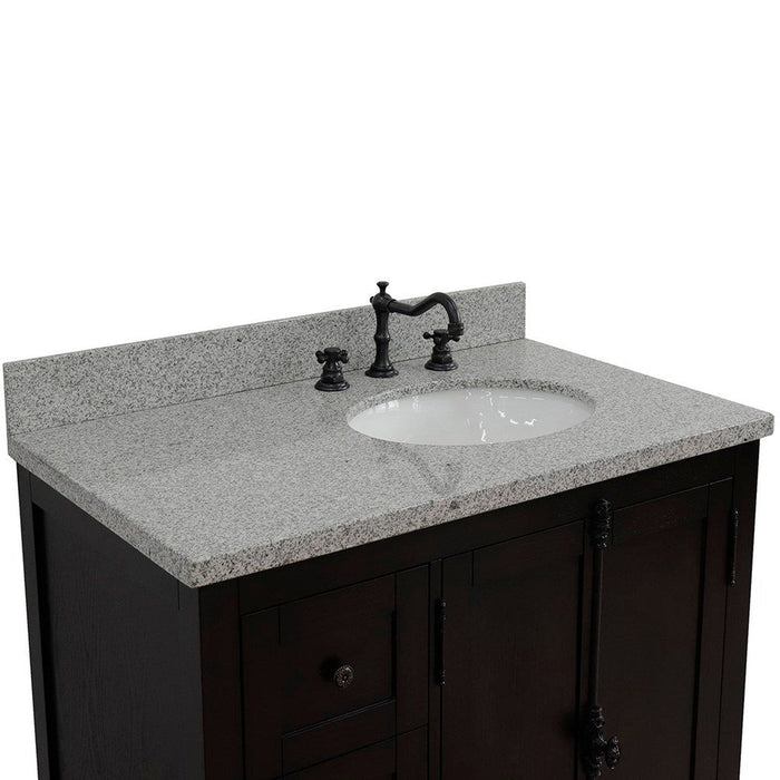 Bellaterra Home Plantation 37" 2-Door 3-Drawer Brown Ash Freestanding Vanity Set - Luxe Vanity & Tub