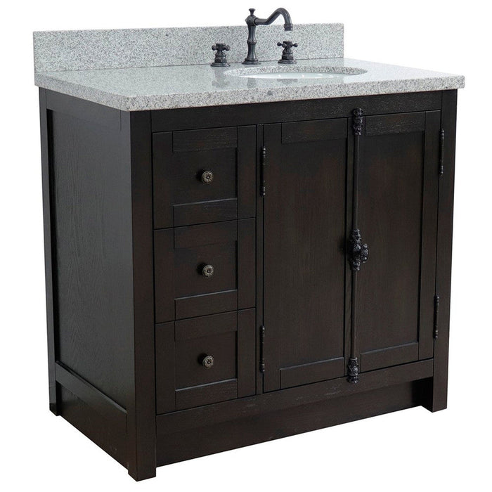 Bellaterra Home Plantation 37" 2-Door 3-Drawer Brown Ash Freestanding Vanity Set - Luxe Vanity & Tub