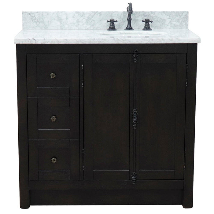 Bellaterra Home Plantation 37" 2-Door 3-Drawer Brown Ash Freestanding Vanity Set - Luxe Vanity & Tub