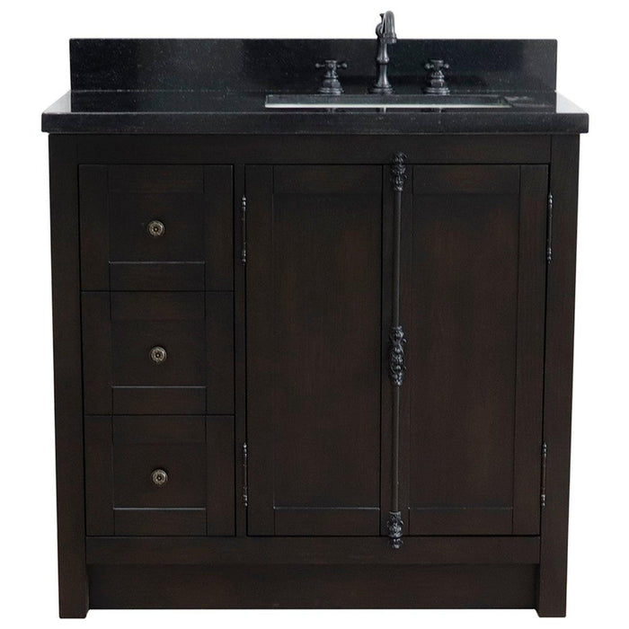 Bellaterra Home Plantation 37" 2-Door 3-Drawer Brown Ash Freestanding Vanity Set - Luxe Vanity & Tub