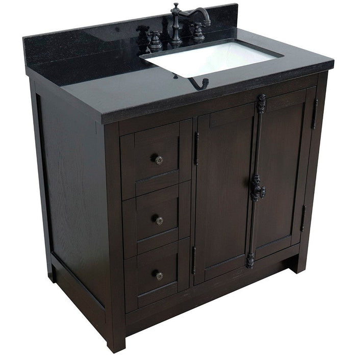 Bellaterra Home Plantation 37" 2-Door 3-Drawer Brown Ash Freestanding Vanity Set - Luxe Vanity & Tub