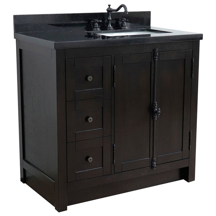 Bellaterra Home Plantation 37" 2-Door 3-Drawer Brown Ash Freestanding Vanity Set - Luxe Vanity & Tub