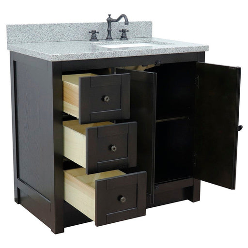 Bellaterra Home Plantation 37" 2-Door 3-Drawer Brown Ash Freestanding Vanity Set - Luxe Vanity & Tub