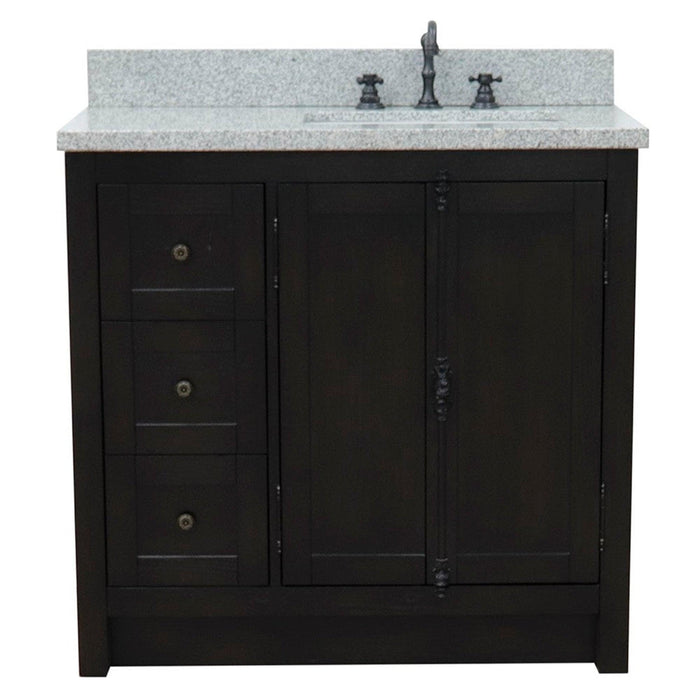 Bellaterra Home Plantation 37" 2-Door 3-Drawer Brown Ash Freestanding Vanity Set - Luxe Vanity & Tub