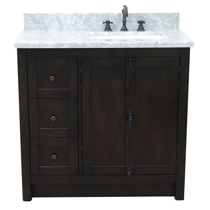 Bellaterra Home Plantation 37" 2-Door 3-Drawer Brown Ash Freestanding Vanity Set - Luxe Vanity & Tub