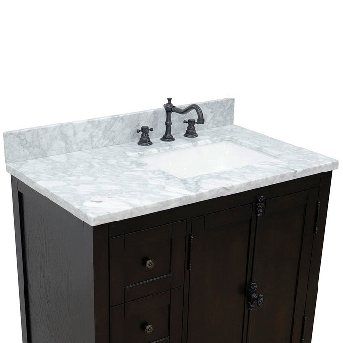 Bellaterra Home Plantation 37" 2-Door 3-Drawer Brown Ash Freestanding Vanity Set - Luxe Vanity & Tub