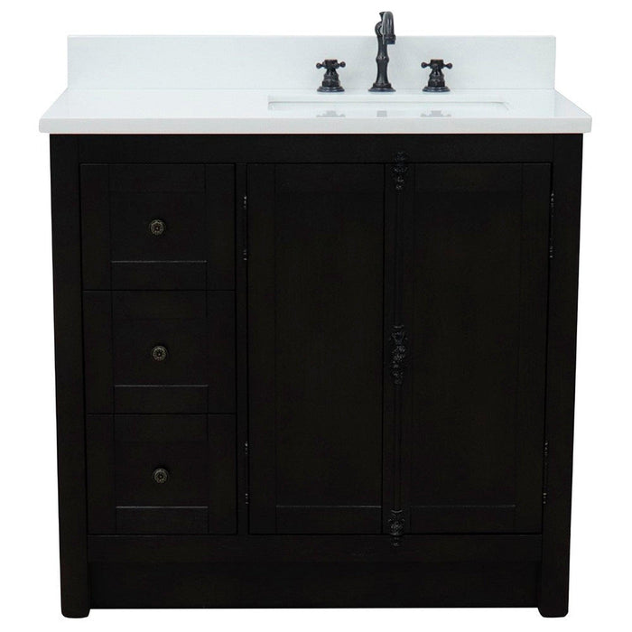 Bellaterra Home Plantation 37" 2-Door 3-Drawer Brown Ash Freestanding Vanity Set - Luxe Vanity & Tub