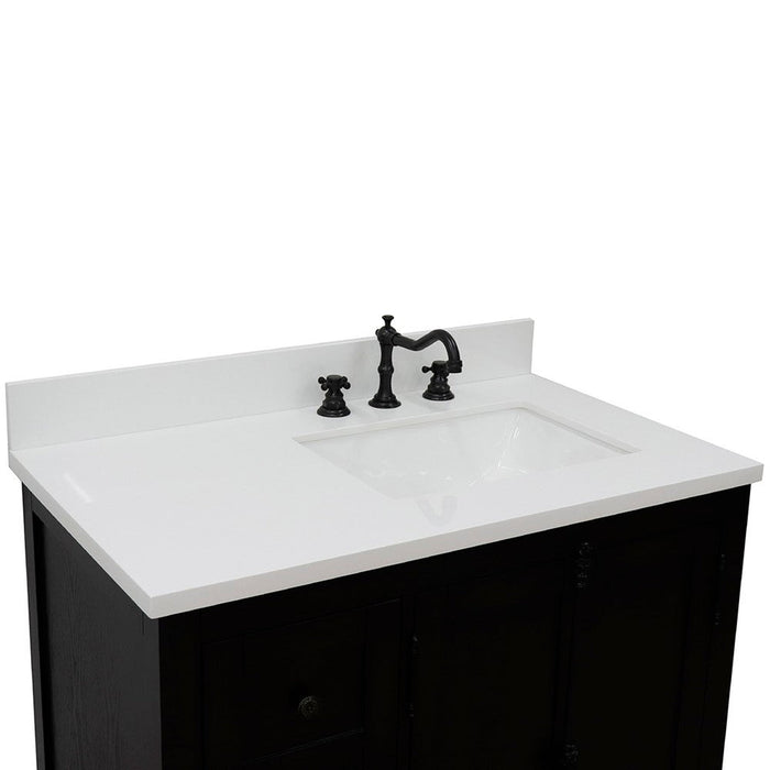 Bellaterra Home Plantation 37" 2-Door 3-Drawer Brown Ash Freestanding Vanity Set - Luxe Vanity & Tub