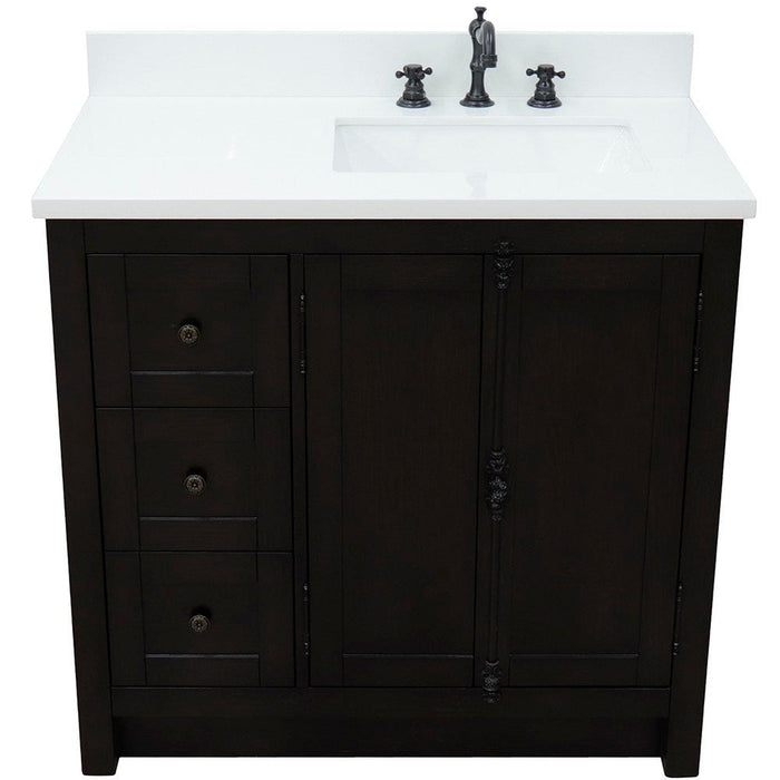 Bellaterra Home Plantation 37" 2-Door 3-Drawer Brown Ash Freestanding Vanity Set - Luxe Vanity & Tub