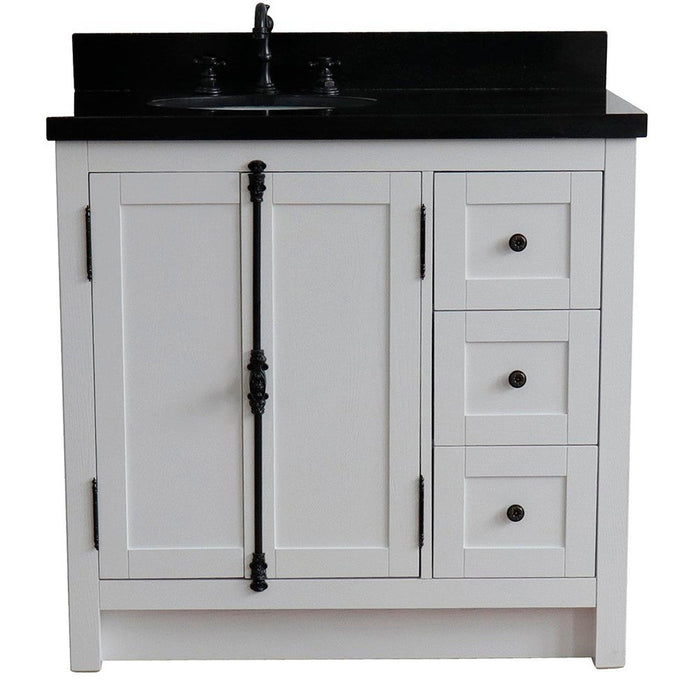 Bellaterra Home Plantation 37" 2-Door 3-Drawer Glacier Ash Freestanding Vanity Set - Luxe Vanity & Tub