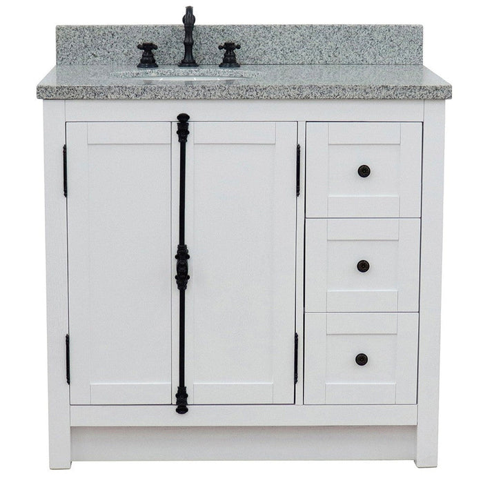 Bellaterra Home Plantation 37" 2-Door 3-Drawer Glacier Ash Freestanding Vanity Set - Luxe Vanity & Tub