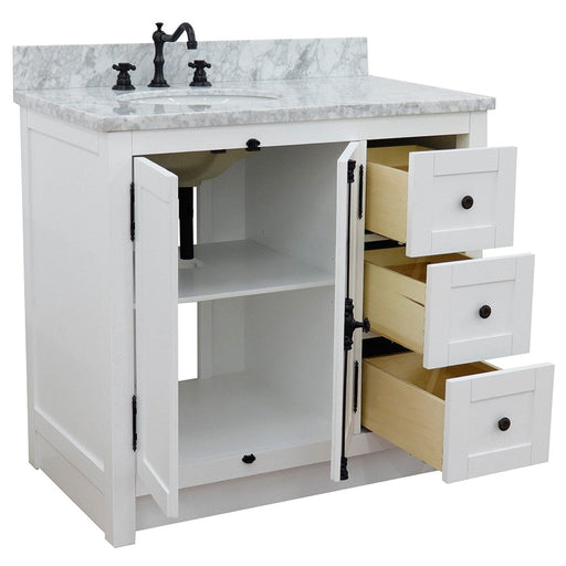 Bellaterra Home Plantation 37" 2-Door 3-Drawer Glacier Ash Freestanding Vanity Set - Luxe Vanity & Tub