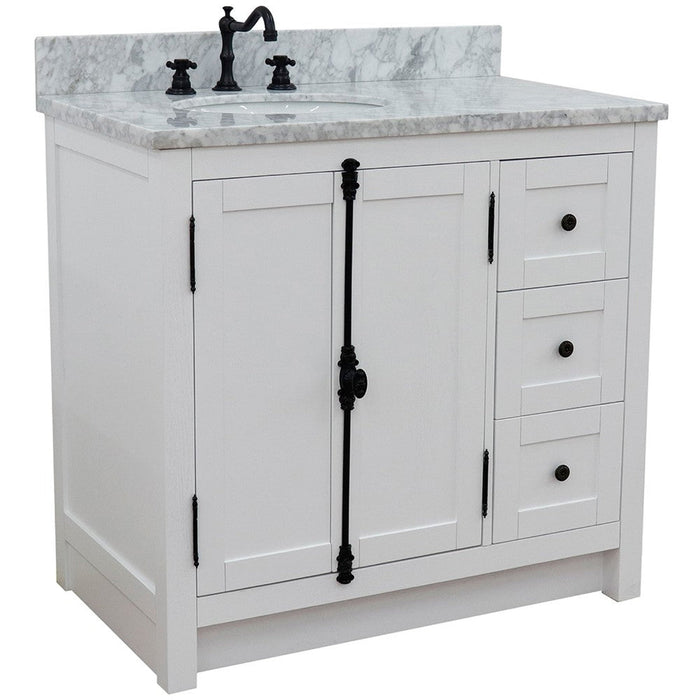 Bellaterra Home Plantation 37" 2-Door 3-Drawer Glacier Ash Freestanding Vanity Set - Luxe Vanity & Tub