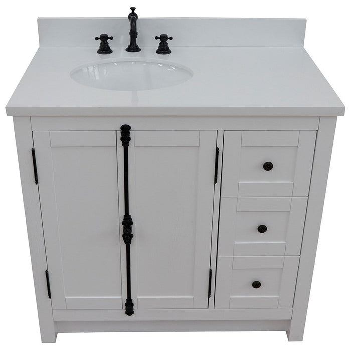 Bellaterra Home Plantation 37" 2-Door 3-Drawer Glacier Ash Freestanding Vanity Set - Luxe Vanity & Tub