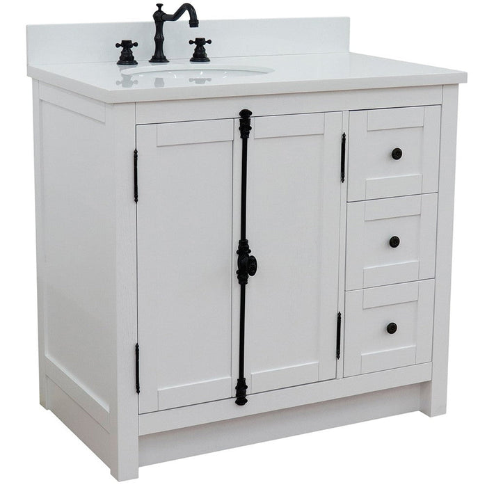 Bellaterra Home Plantation 37" 2-Door 3-Drawer Glacier Ash Freestanding Vanity Set - Luxe Vanity & Tub