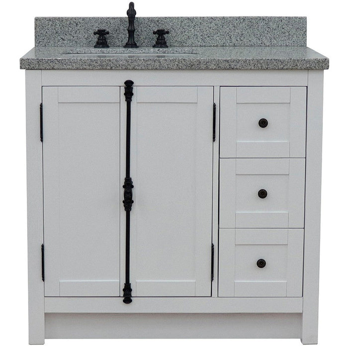 Bellaterra Home Plantation 37" 2-Door 3-Drawer Glacier Ash Freestanding Vanity Set - Luxe Vanity & Tub