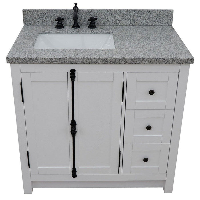 Bellaterra Home Plantation 37" 2-Door 3-Drawer Glacier Ash Freestanding Vanity Set - Luxe Vanity & Tub