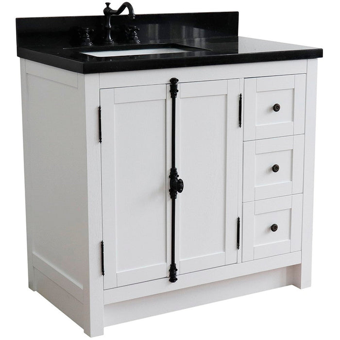 Bellaterra Home Plantation 37" 2-Door 3-Drawer Glacier Ash Freestanding Vanity Set - Luxe Vanity & Tub